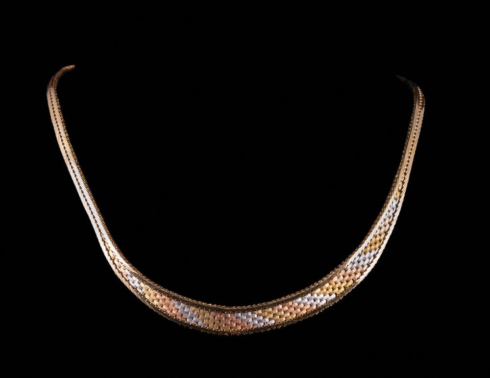 14 KT. TRICOLOR GOLD MESH