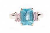 14 KT. WHITE GOLD, AQUAMARINE