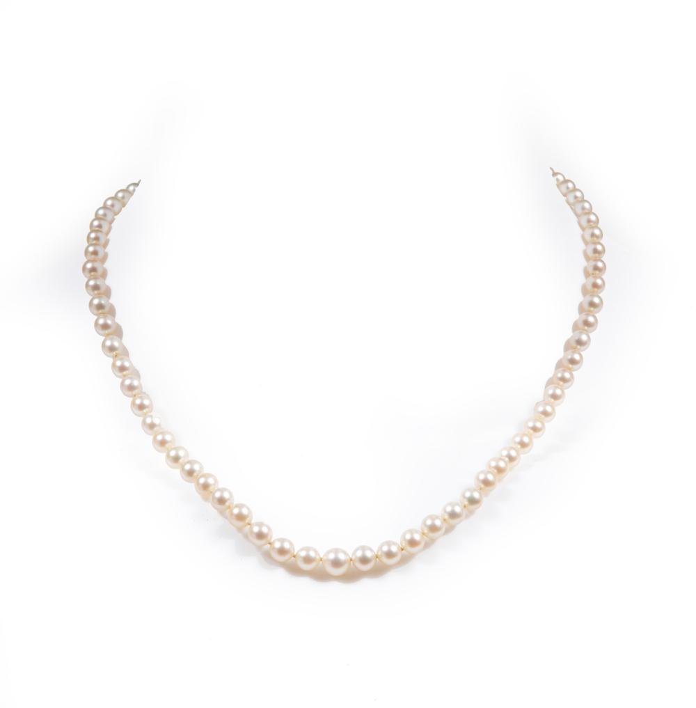 14 KT. WHITE GOLD, PEARL AND