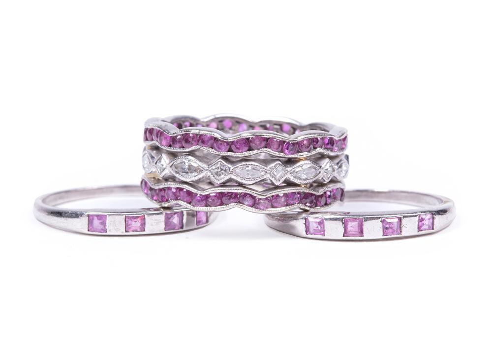 14 KT. WHITE GOLD, RUBY AND DIAMOND