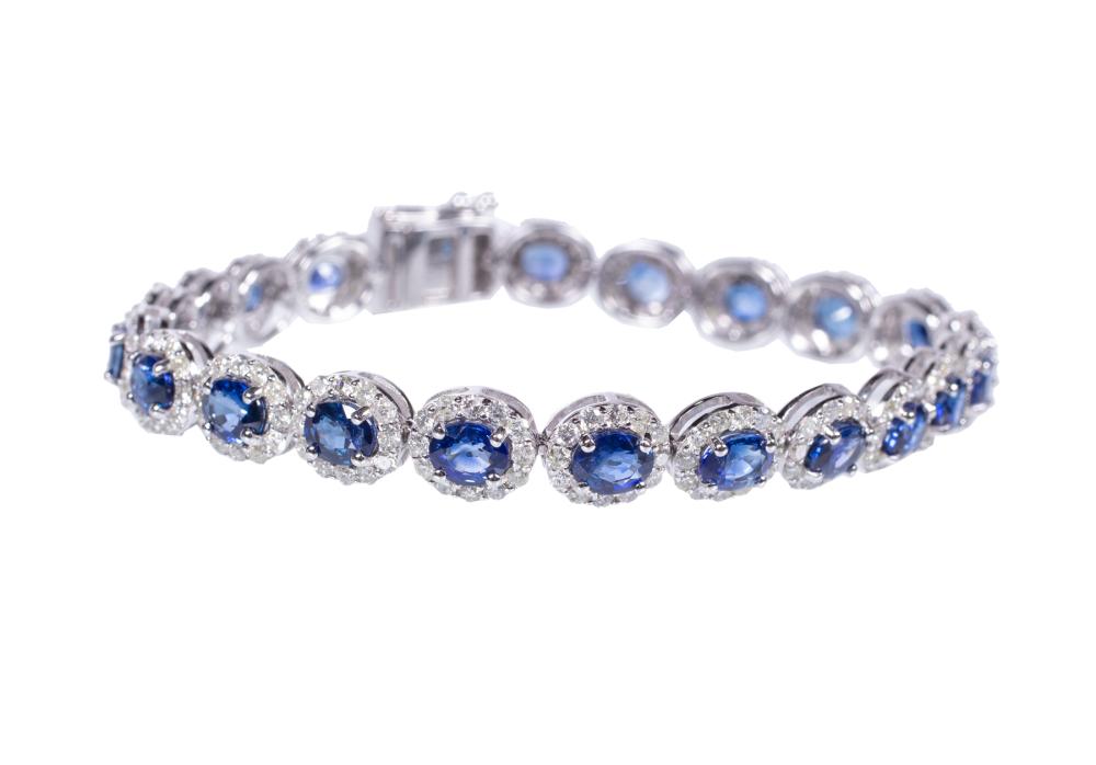 14 KT. WHITE GOLD, SAPPHIRE AND