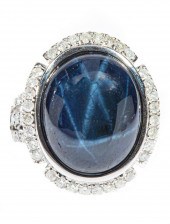 14 KT. WHITE GOLD, STAR SAPPHI