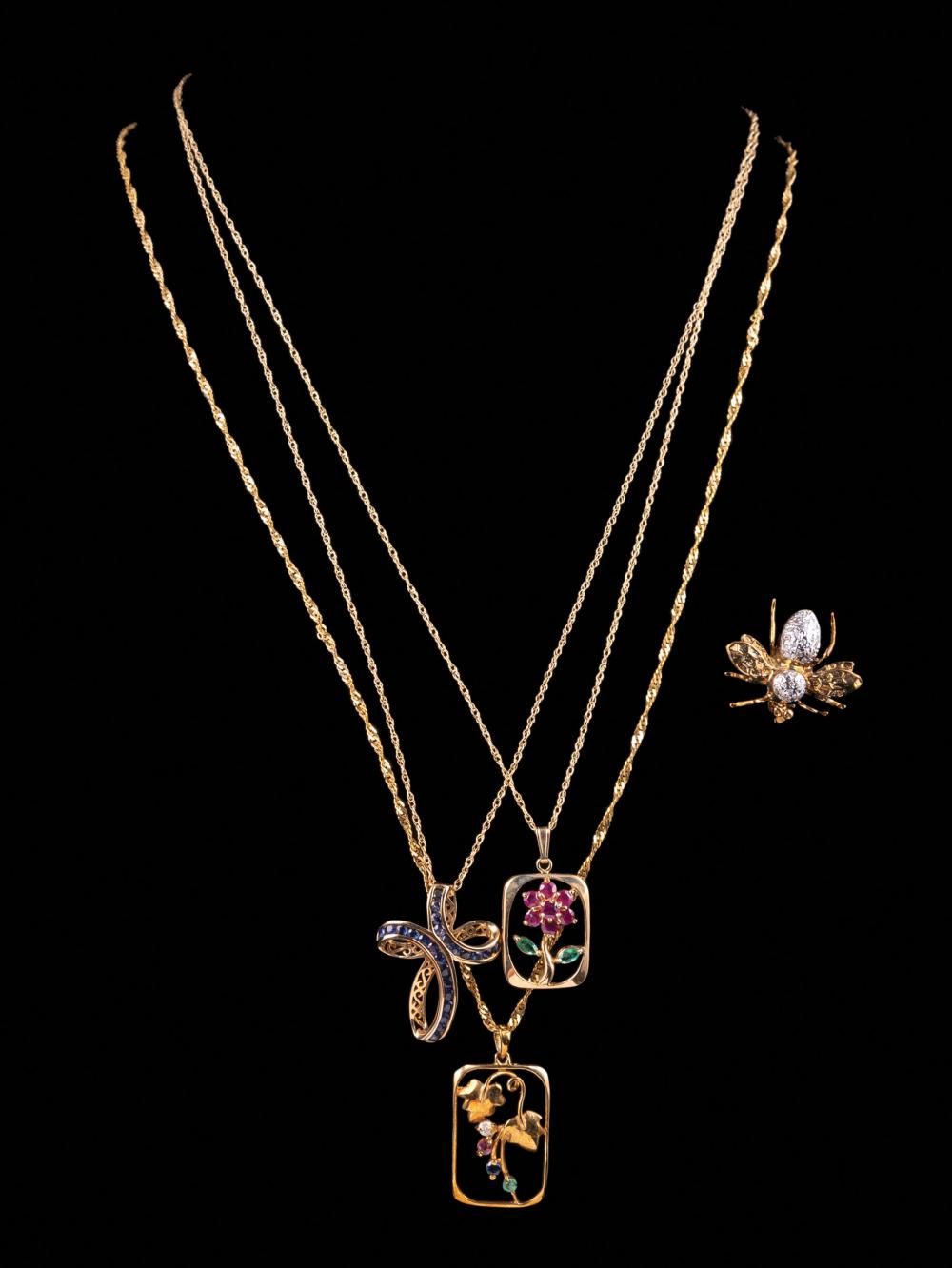 14 KT. YELLOW GOLD AND GEMSET