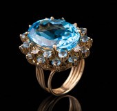 14 KT. YELLOW GOLD, BLUE TOPAZ