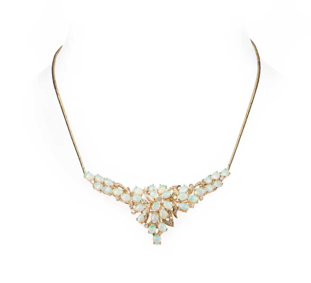 14 KT. YELLOW GOLD, OPAL AND