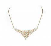 14 KT. YELLOW GOLD, OPAL AND D