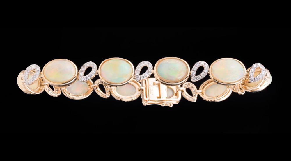 14 KT. YELLOW GOLD, OPAL AND