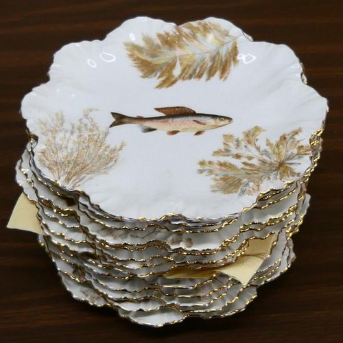 14 LIMOGES HAND PAINTED FISH