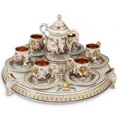 (14 PC) CAPODIMONTE GLAZED POR
