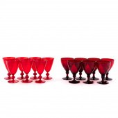 14 PCS, CRANBERRY GLASS WATER