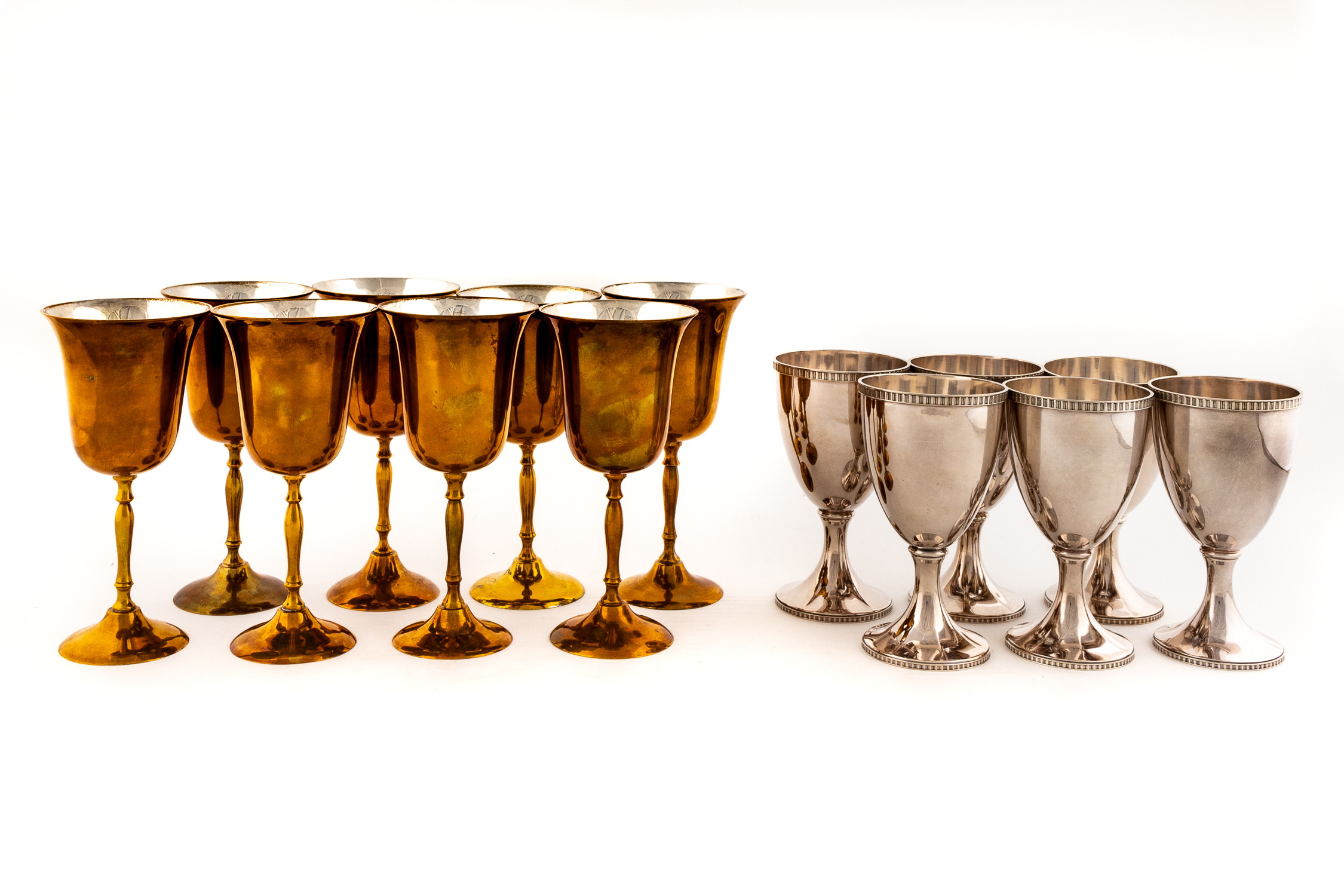 14 PCS, SILVERPLATE & BRASS