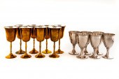 14 PCS, SILVERPLATE & BRASS GO