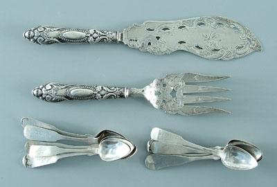 14 pieces coin silver flatware: