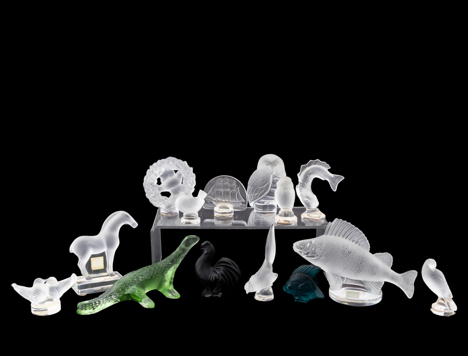 14 PIECES, LALIQUE CRYSTAL ANIMAL
