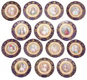 14 SEVRES STYLE COBALT & GILT