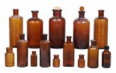 (14) Vintage brown apothecary