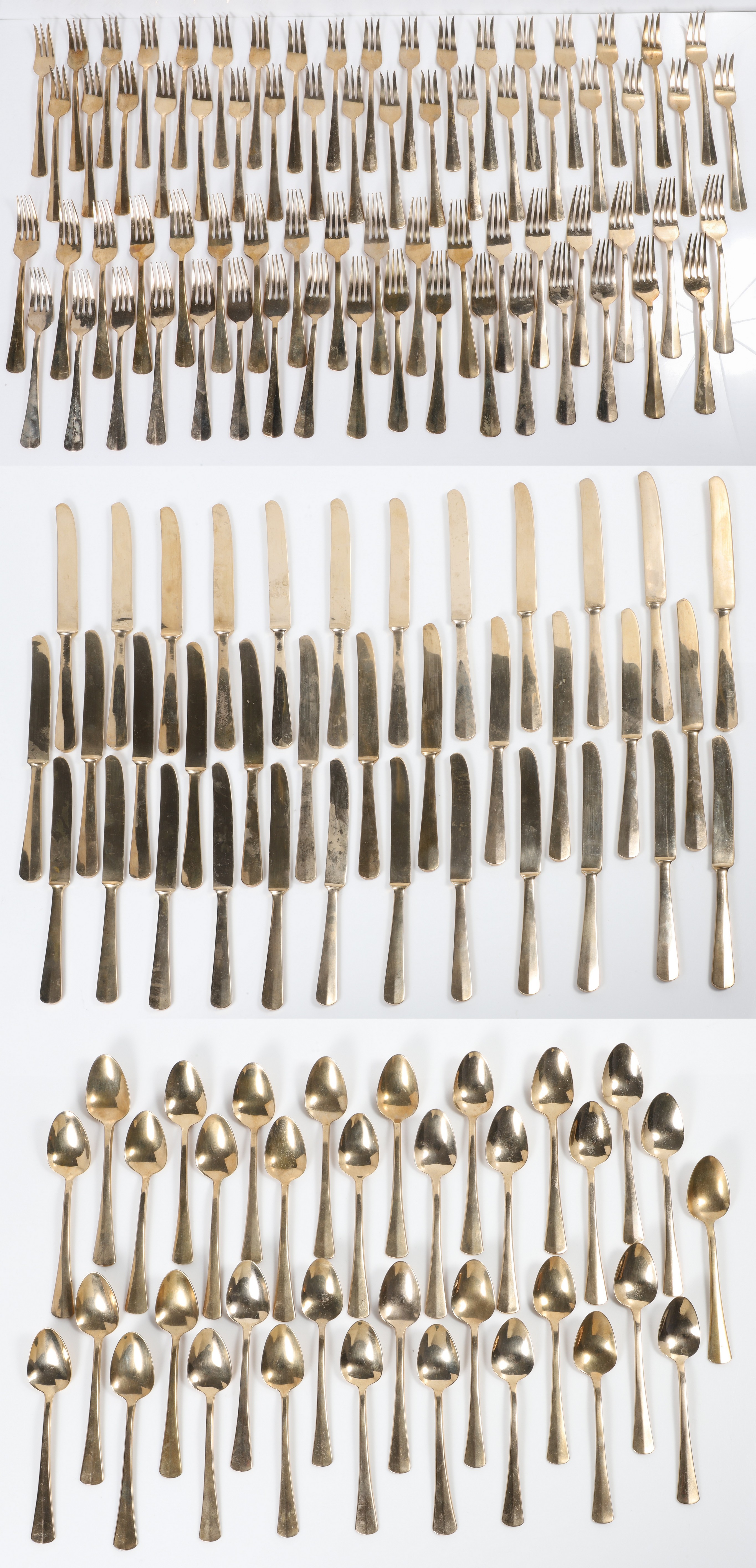 (143) Pcs unmarked gilt flatware,