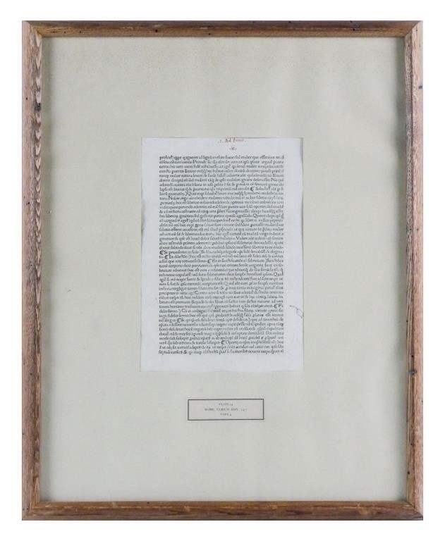 1477 MANUSCRIPT PAGE, PRINTED BY