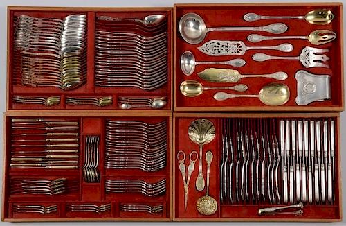 148 PCS FRENCH SILVER FLATWARE WITH