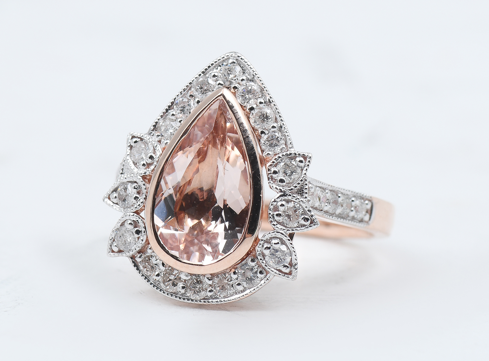 14K 1.76 MORGANITE RING WITH