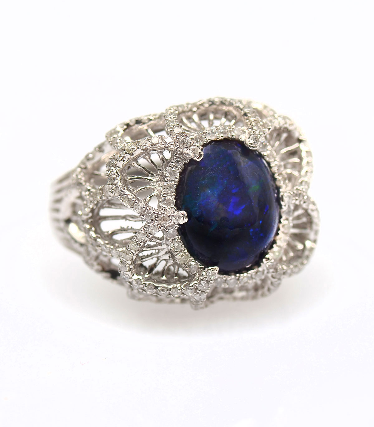 14K 2.09 CT CABOCHON OPAL RING: