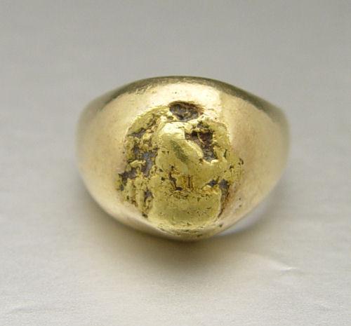 14K & 24K NUGGET MAN'S RING: 14K