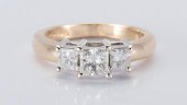 14K 3 STONE PRINCESS DIAMOND R