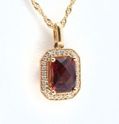 14K 3CT AFRICAN GARNET NECKLAC
