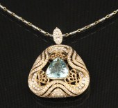 14K 4.84 CTS. AQUAMARINE & DIA