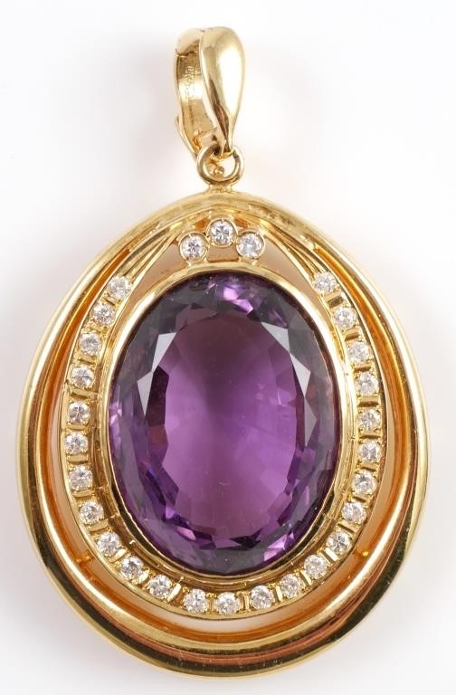 14K AMETHSYT & DIAMOND PENDANT14K