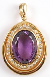 14K AMETHSYT & DIAMOND PENDANT