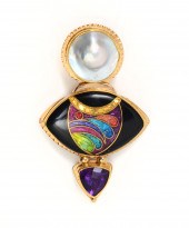 14K AMETHYST & BLISTER PEARL P