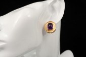 14K AMETHYST EARRINGS: 14K yel