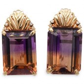 14K AMETRINE & DIAMOND EARRING