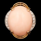 14k Angel Skin Coral and Diamo