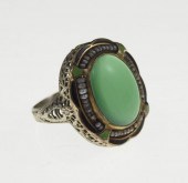 14K ANTIQUE CHRYSOPRASE RING:
