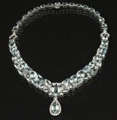 14K AQUAMARINE AND DIAMOND NEC