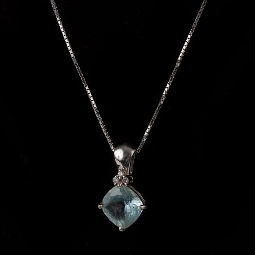 14K AQUAMARINE AND DIAMOND