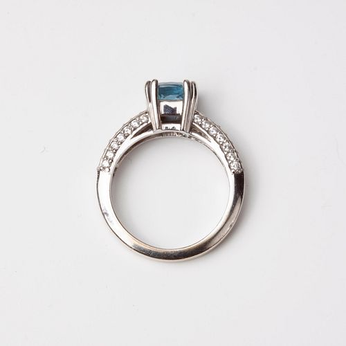 14K AQUAMARINE DIAMOND COCKTAIL