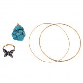 14K BANGLES, 14K ENAMEL RING &
