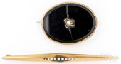 14K BLACK ONYX BROOCH WITH SEE