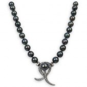14K BLACK PEARLS W/ FLAME DIAM