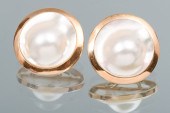 14K BLISTER PEARL EARRINGS: 14
