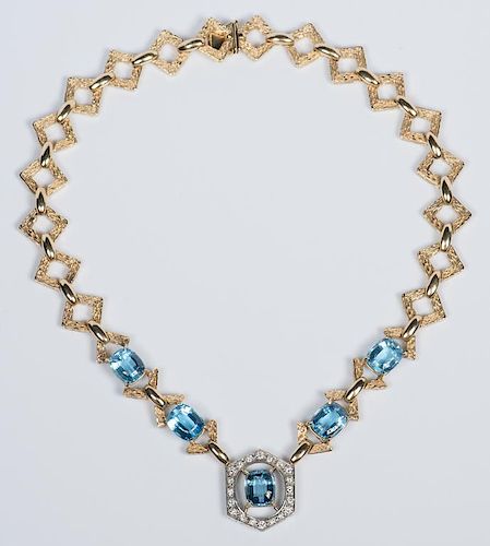 14K BLUE TOPAZ DIAMOND