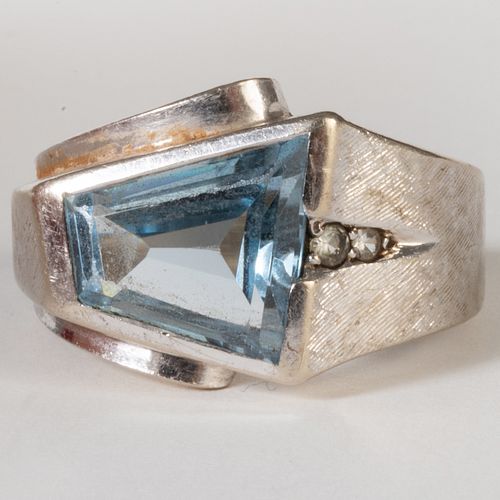 14K BRUSHED WHITE GOLD AND