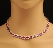 14K BURMESE RUBY & DIA. NECKLA