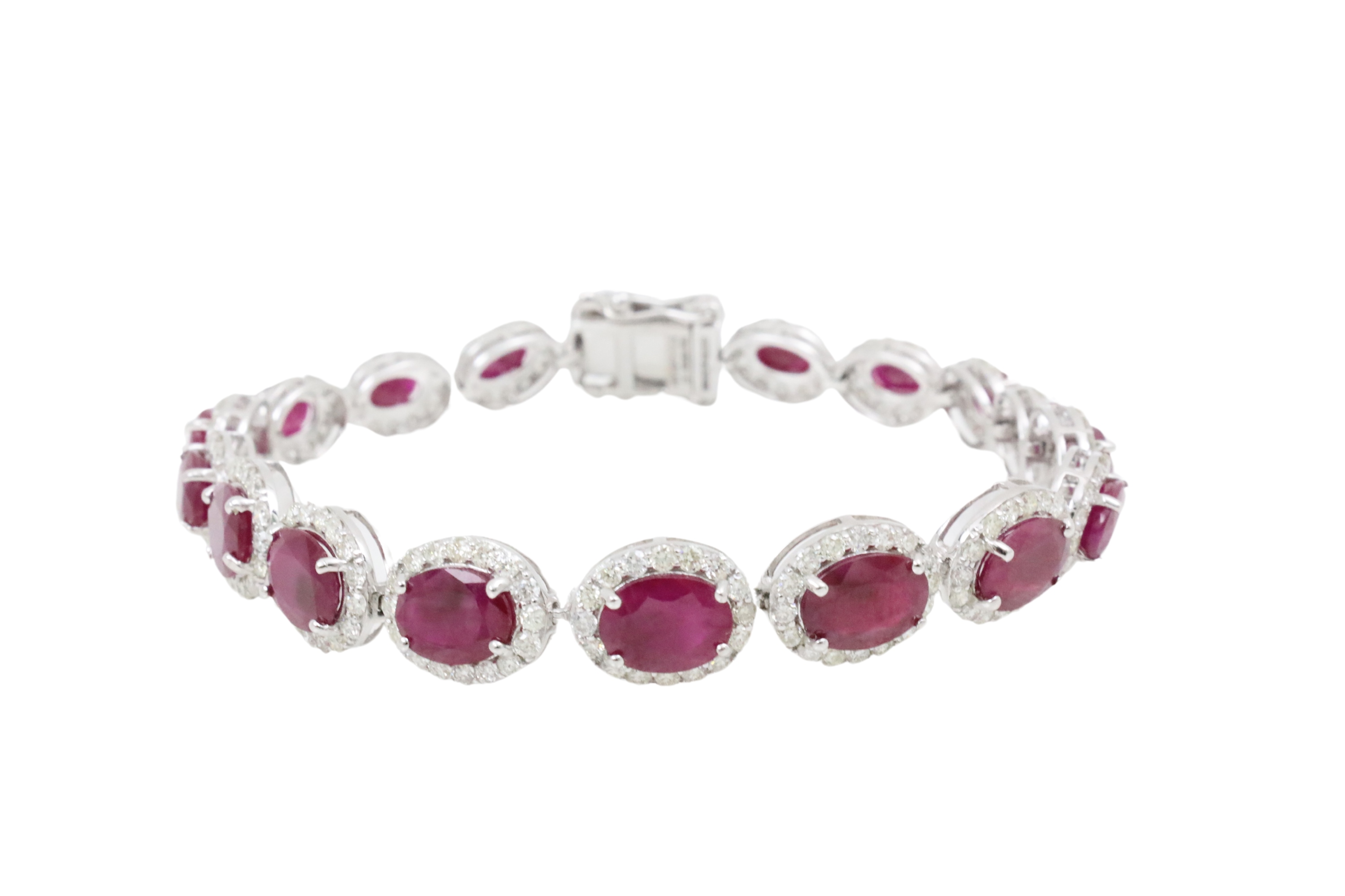14K BURMESE RUBY & DIA. BRACELET