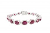 14K BURMESE RUBY & DIA. BRACEL