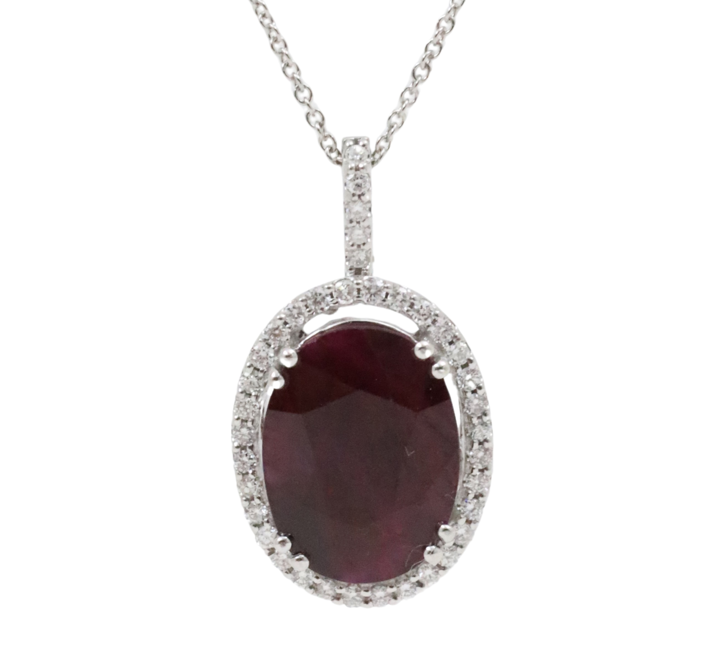 14K BURMESE RUBY & DIA. PENDANT