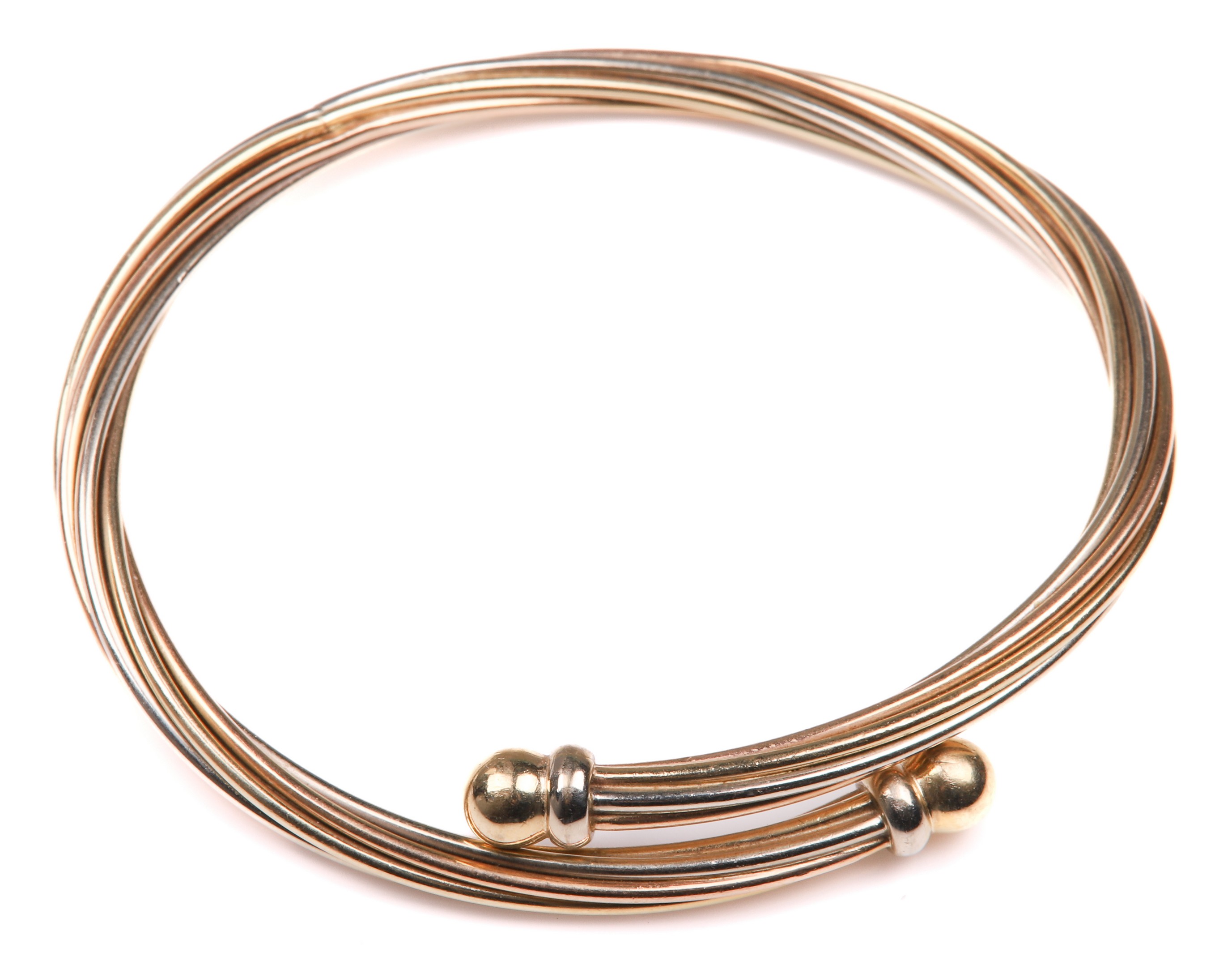 14K bypass bangle bracelet, stamped